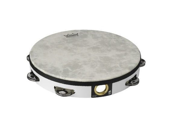 Remo Tambourine 10" Single Jingle w/ Fiberskyn White