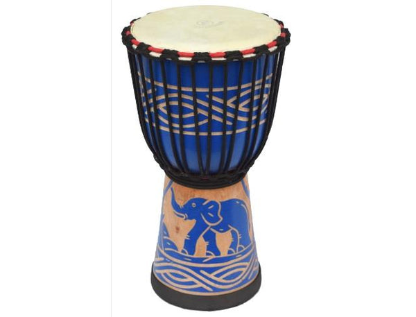 Ecko 8" Carved Djembe Blue Elephant