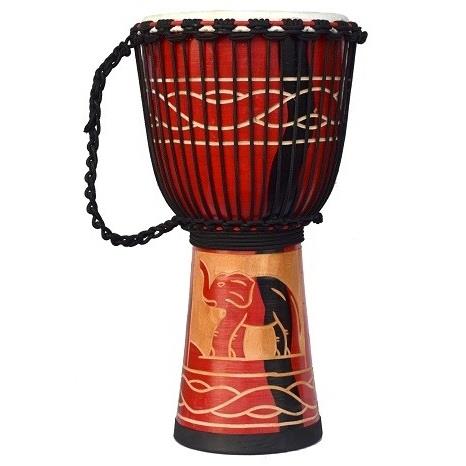 Ecko 12" Carved Djembe Elephant Red